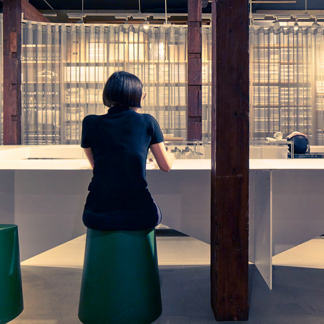 Woman on stool